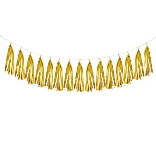 [B502-G] Banner Pompoms Gold - Borosino