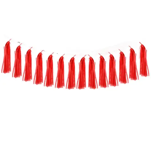 [B502-R] Bannière Pompons Rouge - Borosino - FDS