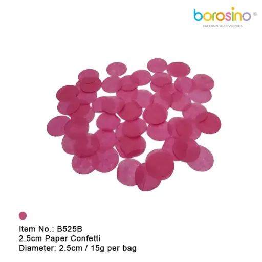 [B525BM-FR] Confetti Papier 2.5cm Magenta Sachet 15g - Borosino