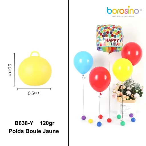 [B638-Y] Poids boule JAUNE 120gr - Borosino