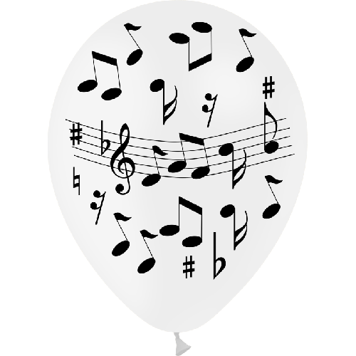[GBT1211BL] 8 Ballons 12" Hg95 Musique Blanc - Balloonia
