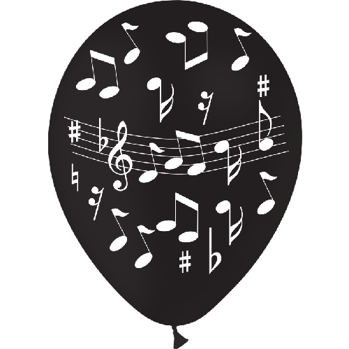 [GBT1211N] 8 Ballons 12" Hg95 Musique Noir - Balloonia