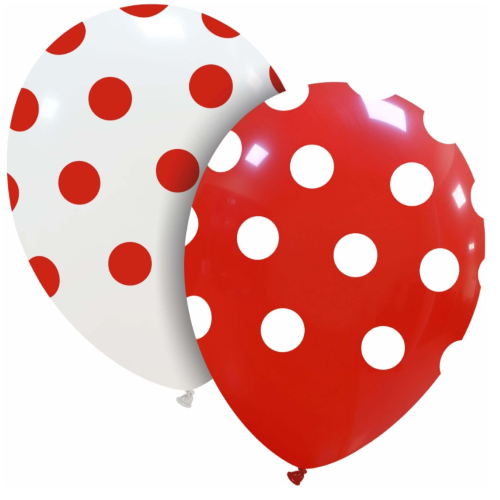 [PT/100DS.V5771T] 100 Balloons Red and White Polka Dots 11" - Cattex