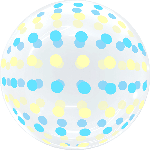 [BBQ007-13] Dots Bubble 18" Bleu et Jaune