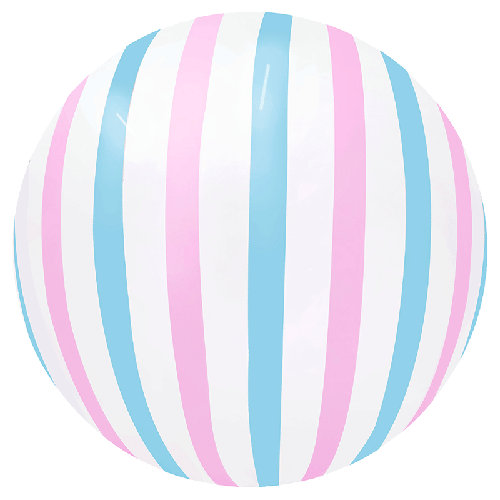 [BBQ008-13] Stripe Bubble 18" Rose Bleu