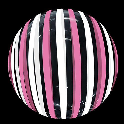 [BBQ008-3] Stripe Bubble 18" Rose Blanc