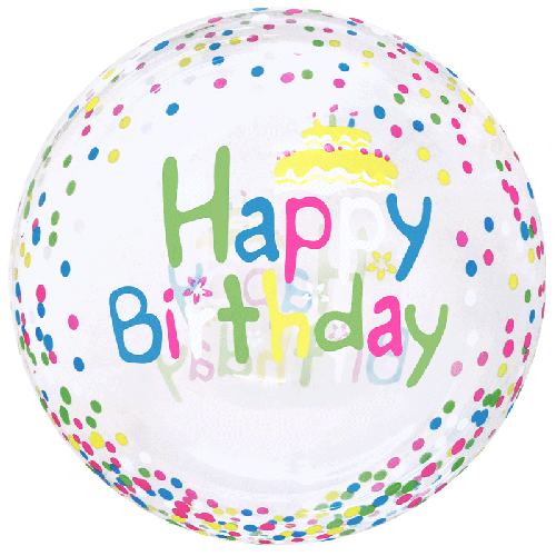 [BBQ010-17-FR] Printed Bubble 20" Bday Colorful Dots - Eanjia