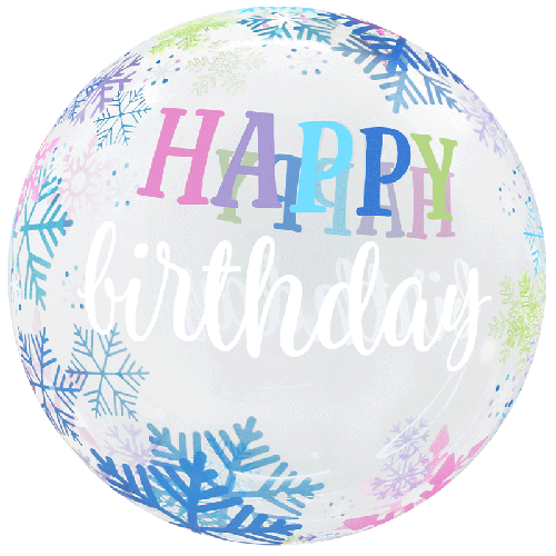 [BBQ010-2] Printed Bubble 20" Happy Bday Flocons - FDS
