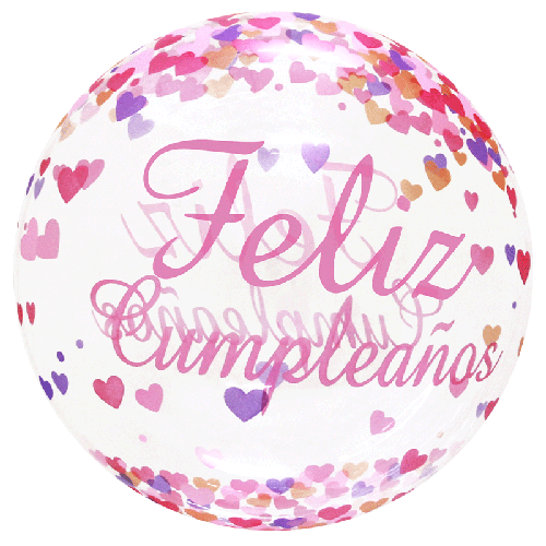 [BBQ010-25] Printed Bubble 20" Feliz Compleanos Heart - FDS
