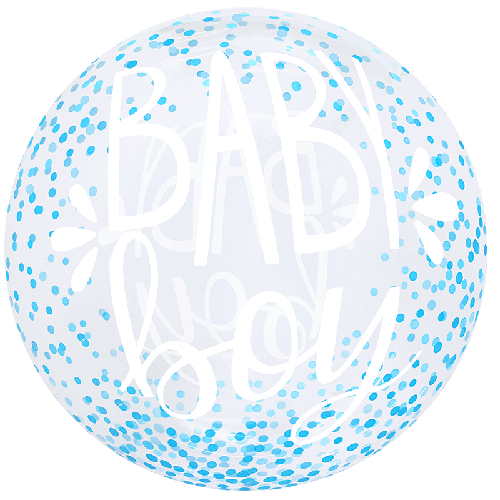 [BBQ010-40] Printed Baby Boy Confetti Bleu Bubble 20" - FDS