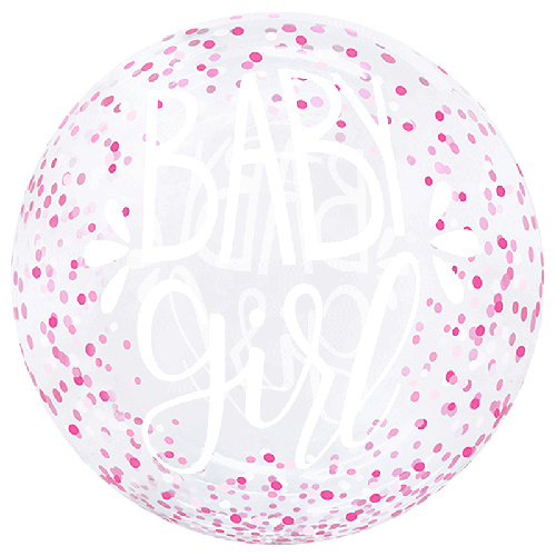 [BBQ010-41] Printed Baby Girl Confetti Rose Bubble 20"