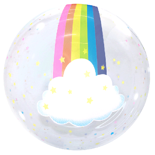 [BBQ010-43] Printed Rainbow and Stars Bubble 20" - FDS