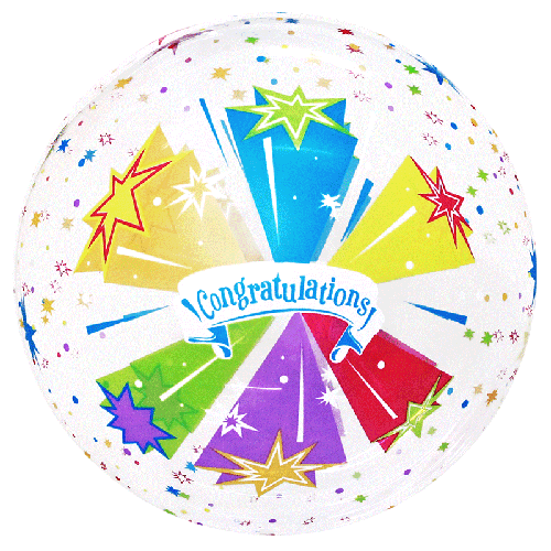 [BBQ010-6] Printed Bubble 20" Congratulations Colorful