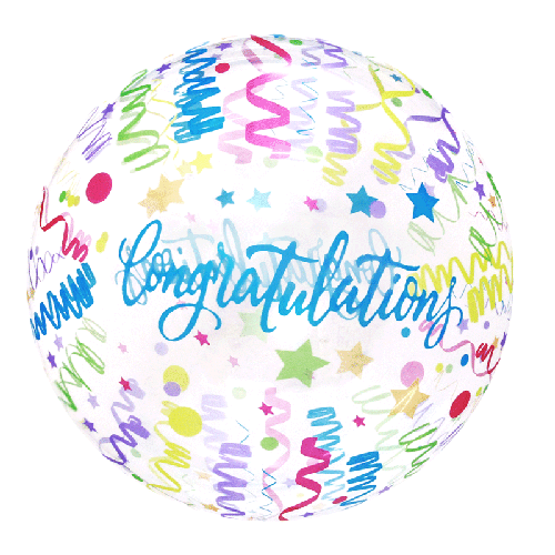 [BBQ010-7] Printed Bubble 20" Congratulations Confetti