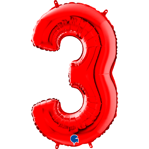 [G083R-P] Chiffre '3' Rouge 40" - Grabo