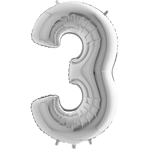 [G14093S-P] Chiffre '3' Argent 14" - Grabo