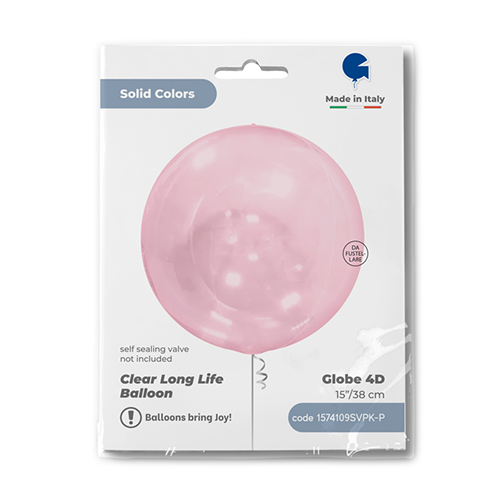 [G1574109VPK-P] Globe Transparent Pink 4D 15" - Grabo