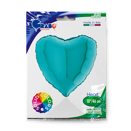 [G18017TI-P] Coeur Turquoise Vert Tiffany 18"  - Grabo