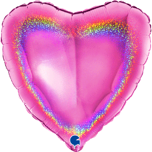 [G18061GHF] Coeur Glitter Holographique Fuchsia 18" Vrac - Grabo