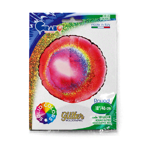 [G18168GHR-P] Rond Glitter Holographique Red 18" - Grabo