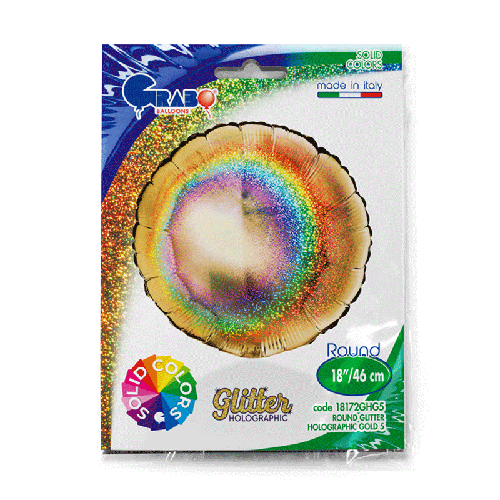 [G18172GHG5-P] Rond Glitter Holographique Gold 18" - Grabo