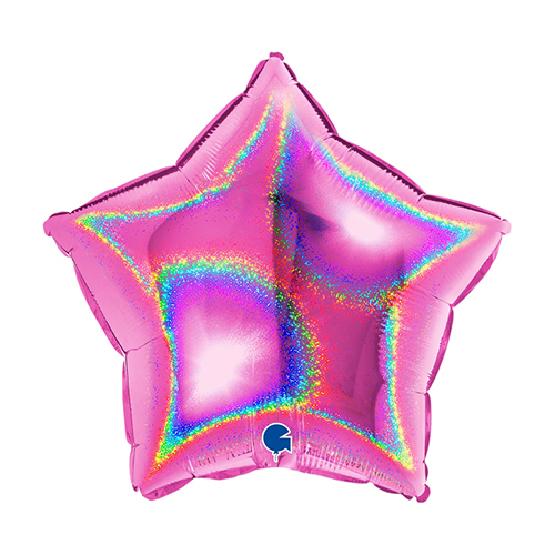 [G19261GHF] Étoile Glitter Holographique Fuchsia 18" Vrac - Grabo