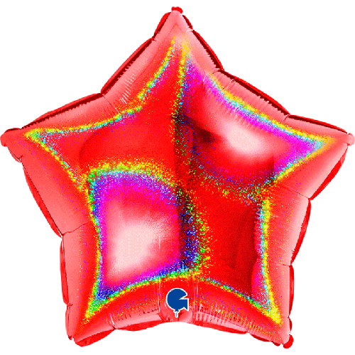 [G19268GHR] Étoile Glitter Holographique Red 18" Vrac - Grabo