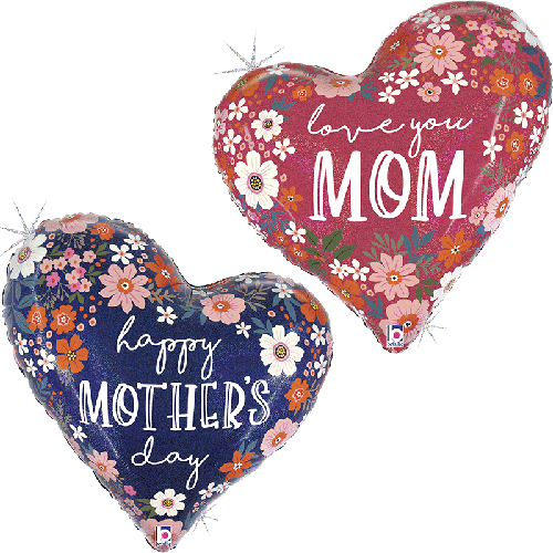 [G25171GH-P] Mothers Day Floral Heart 2Faces 35" - Grabo - FDS