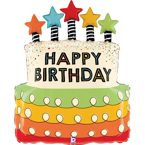 [G25212-P] Candles Étoiles Bday Cake 31" - Grabo