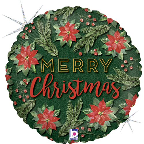[G26025GH-P-FR] Watercolor Christmas Glitter Holo 18" - Grabo