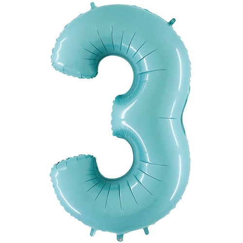 [G26063PB-P] Chiffre '3' Bleu Pastel 26"  - Grabo