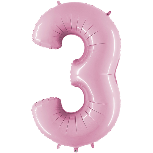 [G26073PP-P] Chiffre '3' Rose Pastel 26"  - Grabo