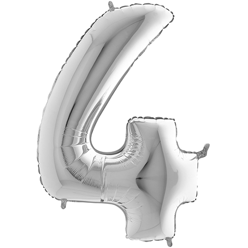 [G26094S-P] Chiffre '4' Argent 26"  - Grabo