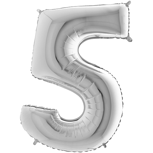 [G26095S-P] Chiffre '5' Argent 26"  - Grabo