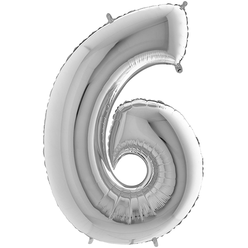 [G26096S-P] Chiffre '6' Argent 26"  - Grabo