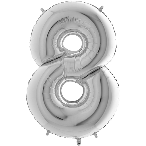 [G26098S-P] Chiffre '8' Argent 26"  - Grabo