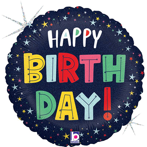 [G26123GH-P-FR] Birthday Colorful Étoiles 18" - Grabo