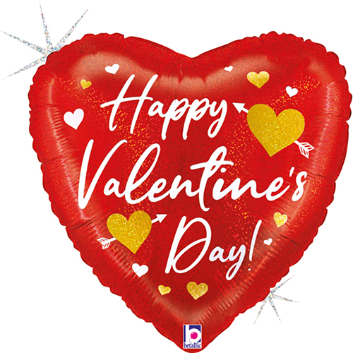 [G26333GH-P] Happy Valentin"S Day Rouge Et Or 18" - Grabo
