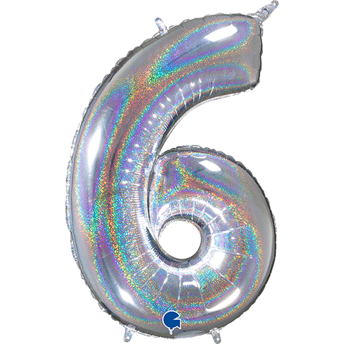 [G26696GHS-P] Chiffre '6' Glitter Holographic 26" - Grabo