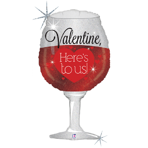 [G35207H-P] Sparkling Valentine Wine Holo 34" - Grabo
