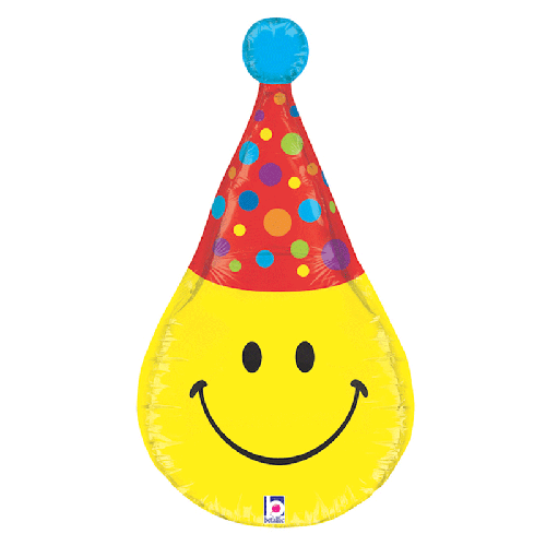 [G35256-P] Dimensionals Smiley Party Hat 33" - Grabo