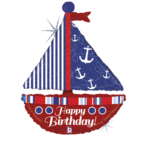 [G35274H-P] Nautical Birthday Sailboat 37" - Grabo