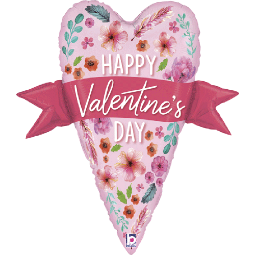 [G35922-P-FR] Watercolor Valentine Banner Heart 29" - Grabo
