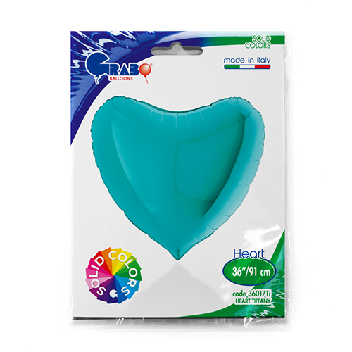[G36017TI-P] Coeur Turquoise Vert Tiffany 36" - Grabo