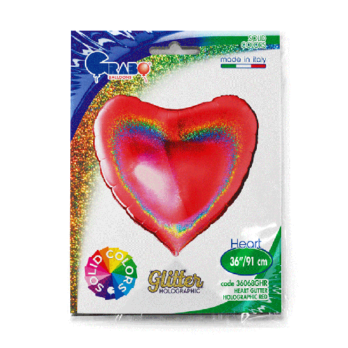 [G36068GHR-P] Coeur Glitter Holographic Red 36" - Grabo