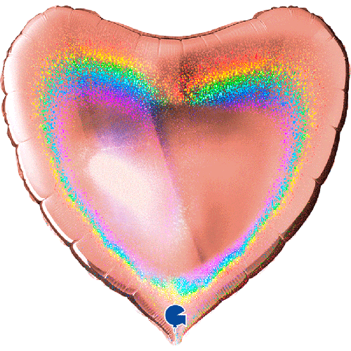 [G36083GHRG] Coeur Glitter Holographic Rose Gold 36" Vrac - Grabo