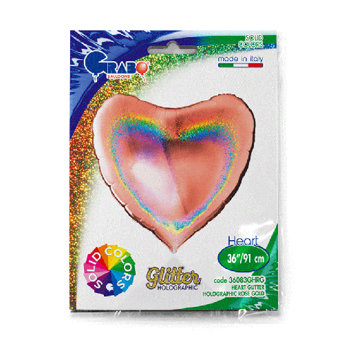 [G36083GHRG-P] Coeur Glitter Holographic Rose Gold 36" - Grabo