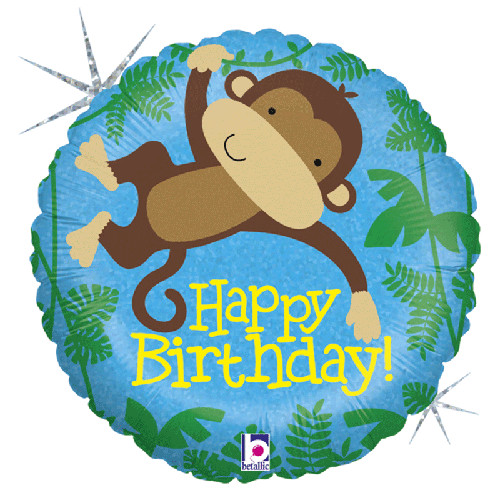 [G36148H-P] Monkey Buddy Birthday 18" - Grabo