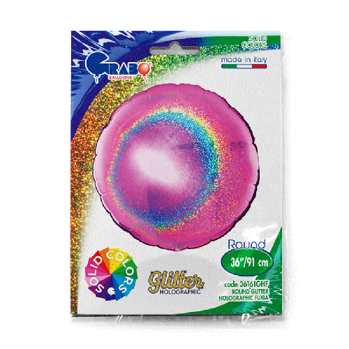 [G36161GHF-P] Rond Glitter Holographic Fuchsia 36" - Grabo - FDS