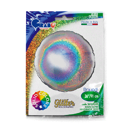 [G36169GHS-P] Rond Glitter Holographic Silver 36" - Grabo